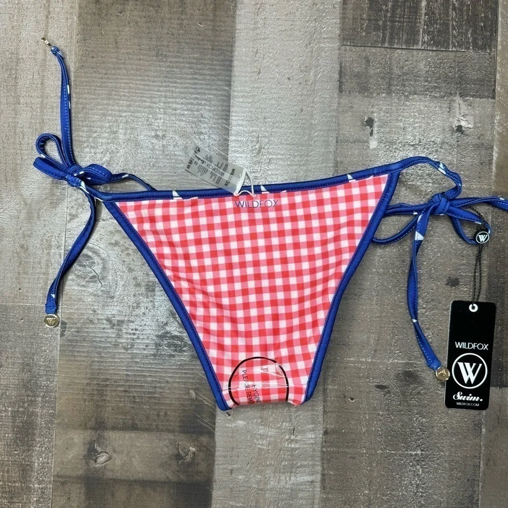 NWT Stars & Gingham Reversible Wildfox String Bikini Bottom XS